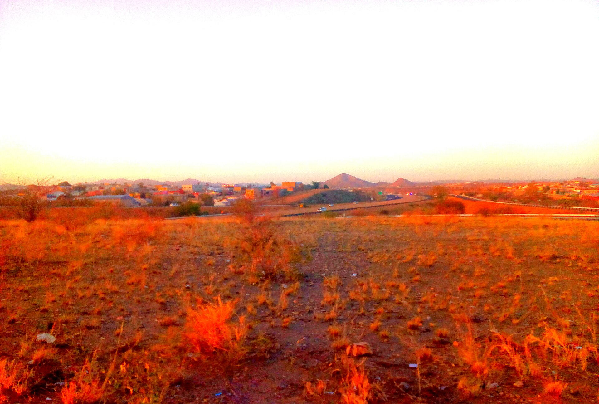 Golden morning light over Windhoek, Namibia